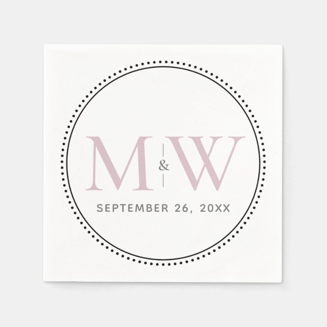 Elegant Blush Pink Monogram Wedding Napkin (Front)