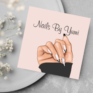 Elegant Blush Pink Nail Artist Manicurist Salon Square Business Card