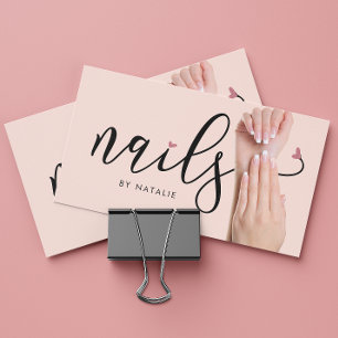 Elegant Blush Pink Nail Technician Chic Business Card