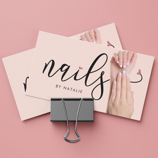Elegant Blush Pink Nail Technician Chic Business Card (Creator Uploaded)