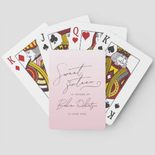 Elegant Blush Pink Ombre Script Sweet Sixteen Playing Cards