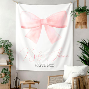 Elegant Blush Pink Pastel Bow Baby Shower Tapestry