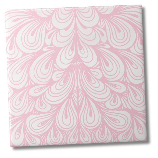 Elegant Blush Pink Pattern Tile (Unique Elegant Feminine Blush Pink Pattern ceramic tile)
