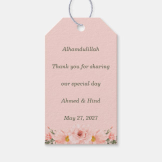 Elegant Blush Pink Peach Floral Islamic Wedding Gift Tags