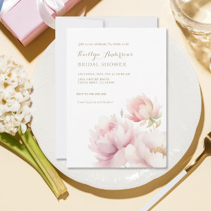 Elegant Blush Pink Peony Bridal Shower Invitation