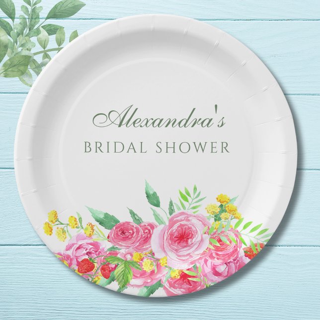Elegant Blush Pink Peony Bridal Shower Paper Plate (Creator Uploaded)