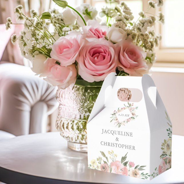 Elegant Blush Pink Peony Floral Garden Wedding Favour Box (Creator Uploaded)