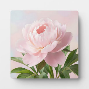 Elegant Blush Pink Peony Realistic Floral Plaque