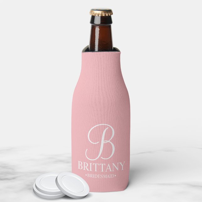 Elegant Blush Pink Personalised Bridesmaid Bottle Cooler (Creator Uploaded)