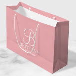 Elegant Blush Pink Personalised Bridesmaid Large Gift Bag<br><div class="desc">Elegant Blush Pink Personalised Bridesmaid Gifts
featuring personalised monogram in white elegant calligraphy font style with bridesmaid's name and title in white classic serif font style on blush pink background.

Also perfect for Maid of Honour,  Flower Girl,  Mother of the Bride and more.</div>