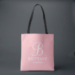 Elegant Blush Pink Personalised Bridesmaid Tote Bag<br><div class="desc">Elegant Blush Pink Personalised Bridesmaid Gifts
featuring personalised monogram in elegant calligraphy font style with bridesmaid's name and title in classic serif font style.

Also perfect for Maid of Honour,  Flower Girl,  Mother of the Bride and more.</div>