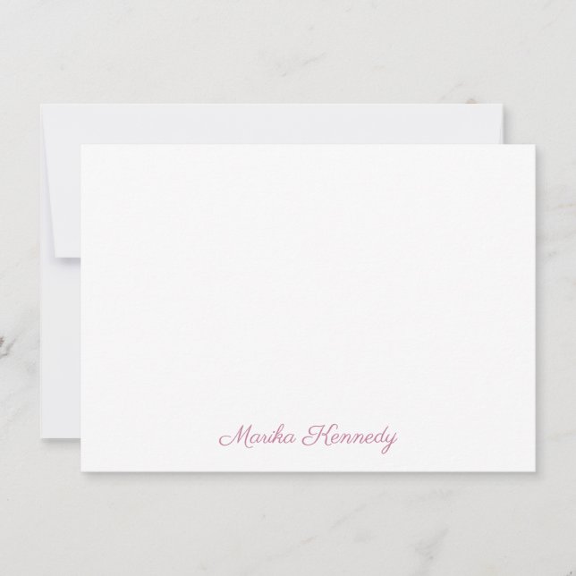 Elegant Blush Pink Personalised Signature Script Card (Front)