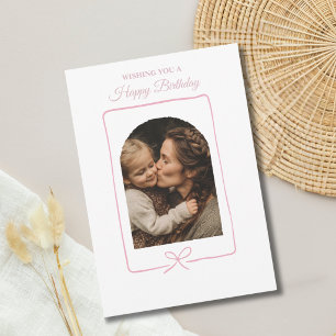 Elegant Blush Pink Photo Birthday Mum Personalised Holiday Card