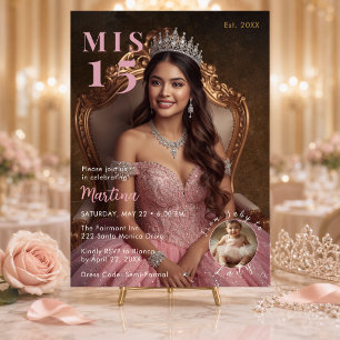 Elegant Blush Pink Photo Mis 15 Invitation