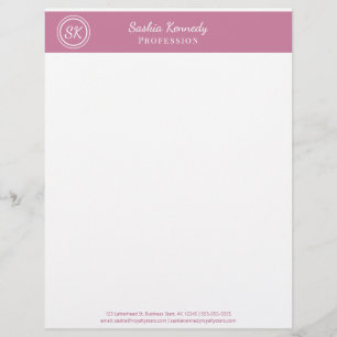Elegant Blush Pink Professional Monogram Business Custom Letterhead