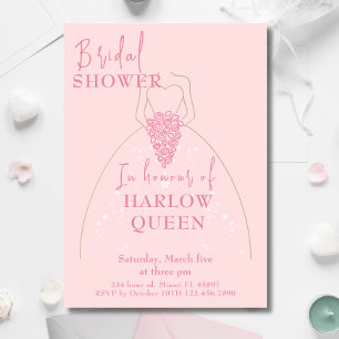 Elegant  Blush Pink  QR code Bridal shower Invitation
