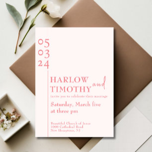 Elegant Blush Pink QR code Modern script Wedding  Invitation