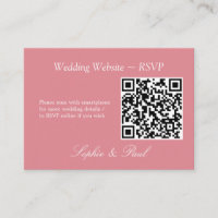 Elegant Blush Pink QR Code Website RSVP Card