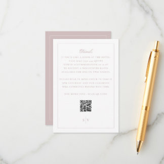 Elegant Blush Pink QR Code Wedding Details Enclosure Card