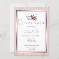 Elegant Blush Pink Quinceanera Budget Invitation