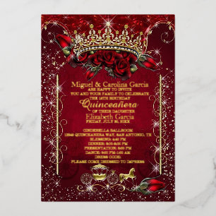 Elegant Blush Pink Quinceañera Invitation   Crown 