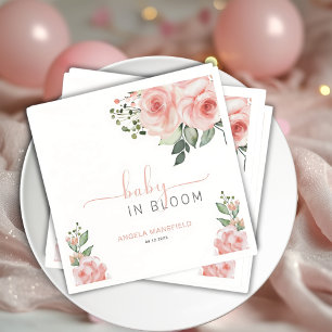 Elegant Blush Pink Rose Baby in Bloom Shower  Napkin