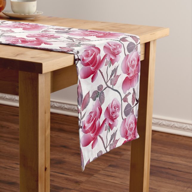 Elegant Blush Pink Rose Flower Short Table Runner (In Situ)