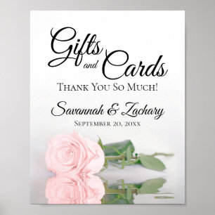 Elegant Blush Pink Rose Gifts & Cards Wedding Sign