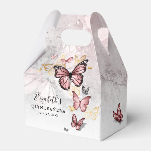 Elegant Blush Pink Rose Gold Butterfly Template Favour Box