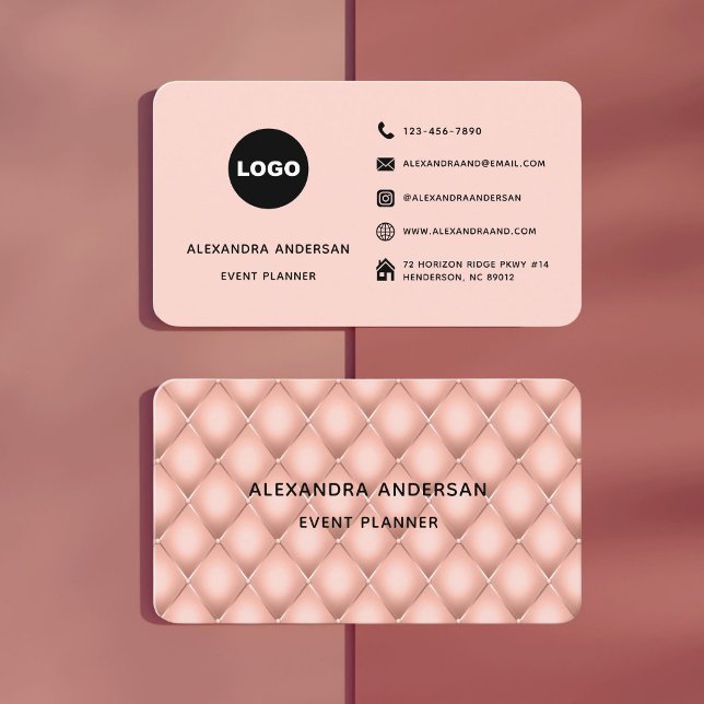 Elegant Blush Pink Rose Gold Metal Cube Pattern Business Card (Elegant Blush Pink Rose Gold Metal Cube Pattern Business Card)