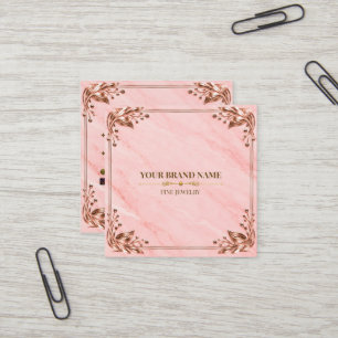 Elegant Blush Pink Rose Gold Square Ring Card