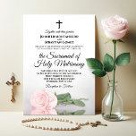 Elegant Blush Pink Rose Modern Catholic Wedding Invitation<br><div class="desc">Unite in love and faith with this beautiful wedding invitation! Perfect for a modern Catholic ceremony, this stunning invite features a single long-stemmed pale blush pink coloured rose, elegantly reflecting in water. Complete with a cross or crucifix, this invitation extends a warm invitation for your guests to join you in...</div>