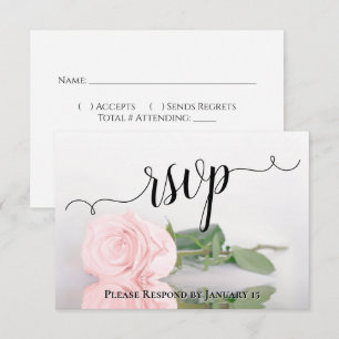 Elegant Blush Pink Rose Reflections Wedding RSVP Card