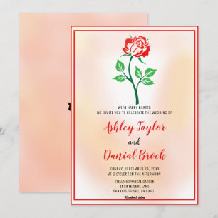 Elegant blush pink rose romantic floral Wedding In Invitation