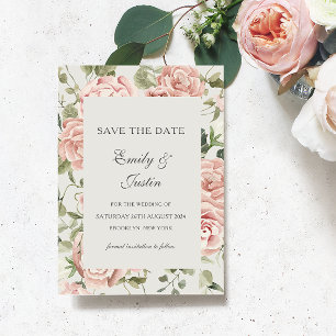 Elegant Blush Pink Rose Save the Date Wedding Invi Invitation