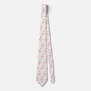 Elegant Blush Pink Rose Watercolor Floral Pattern Tie