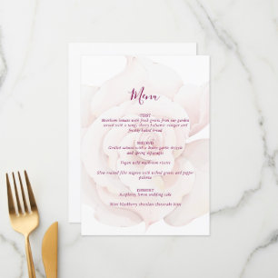 Elegant Blush Pink Rose Watercolor Floral Wedding Menu