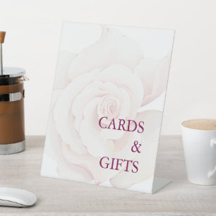 Elegant Blush Pink Rose Watercolor Floral Wedding Pedestal Sign