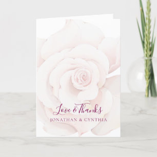 Elegant Blush Pink Rose Watercolor Floral Wedding Thank You Card