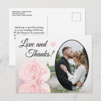 Elegant Blush Pink Rose Wedding Love & Thanks
