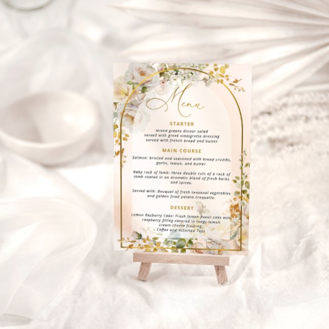 Elegant Blush Pink Roses Bridal Shower Menu (Creator Uploaded)