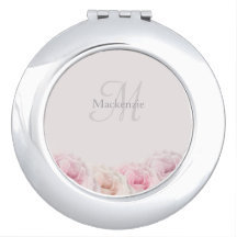 Elegant Blush Pink Roses Custom Name Monogram 