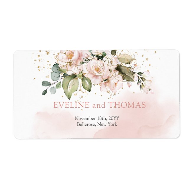 Elegant blush pink roses eucalyptus gold sparkles (Front)
