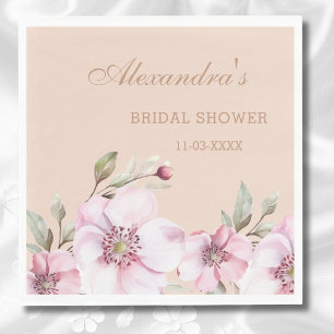 Elegant Blush Pink Roses Floral Bridal Shower Napkin