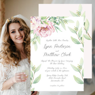 Elegant Blush Pink Roses Floral Wedding Invitation