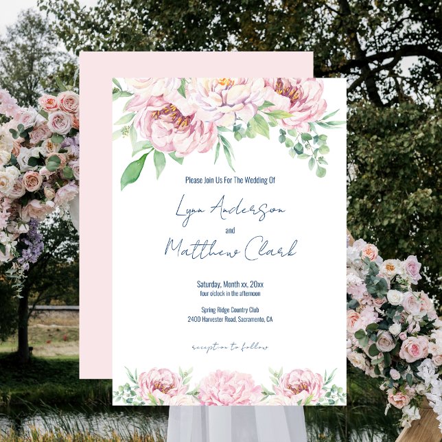 Elegant Blush Pink Roses Floral Wedding Invitation (Creator Uploaded)