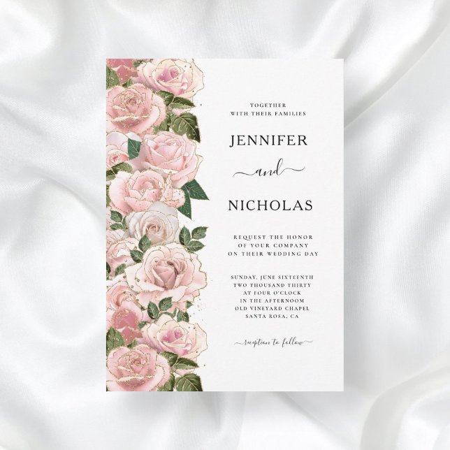 Elegant Blush Pink Roses Floral Wedding Invitation (Creator Uploaded)