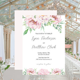 Elegant Blush Pink Roses Floral Wedding Invitation