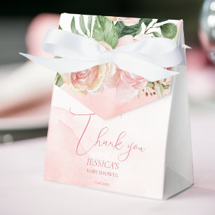 Elegant blush pink roses it's a girl baby shower favour box