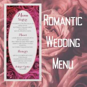 Elegant Blush Pink Roses Lux Wedding Menu